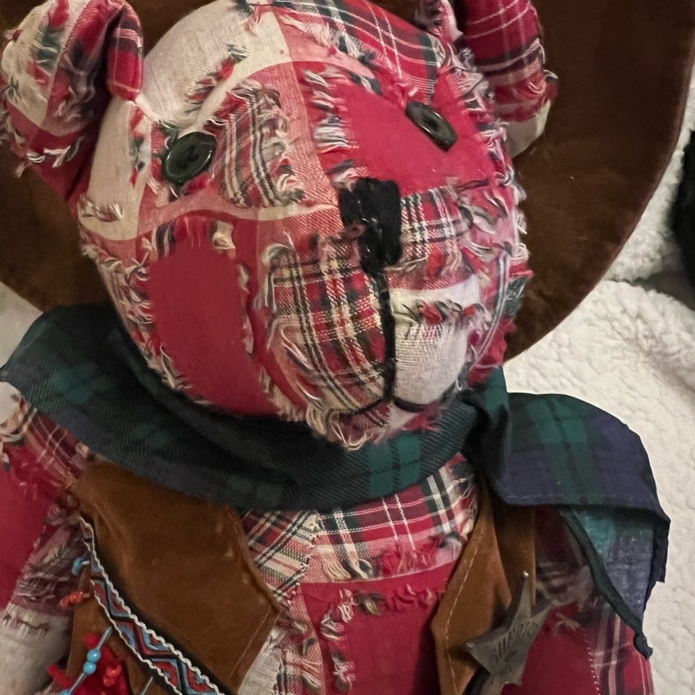 Quilted Patchwork Stuffed Bear (Sheriff) Chi Chi Int’l Art - Picture 2 of 5